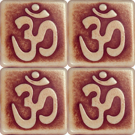 seamless background made of square tiles with sign Om