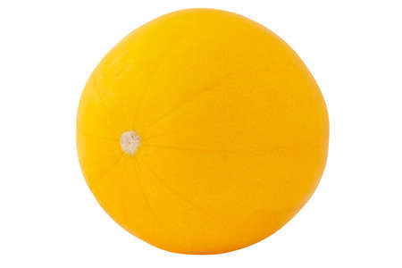 close up of ripe whole melon isolated on white backgroundの写真素材