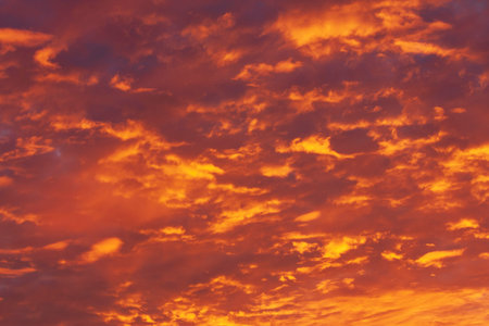 view on picturesque cloudy sky at sunet