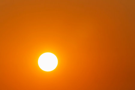 view on sunset in a clear orange skyの写真素材