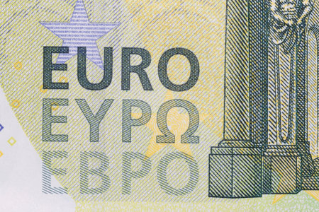 close up of word Euro on one hundred euro banknote