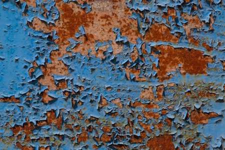 close up of old grunge shabby painted wooden board