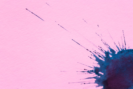 abstract background: blue watecolor blot on pink paperの写真素材
