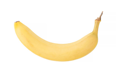 one yellow banana isolated on white backgroundの写真素材