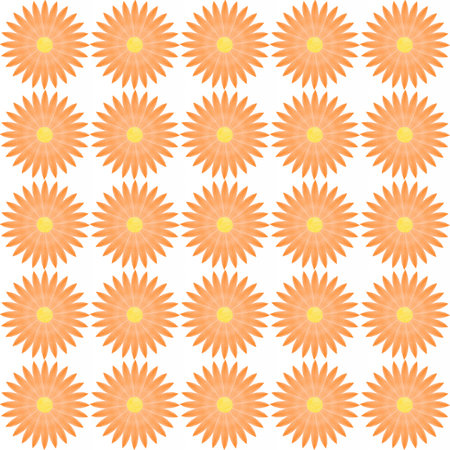 abstract seamless pattern: orange flowers against white backgroundの写真素材
