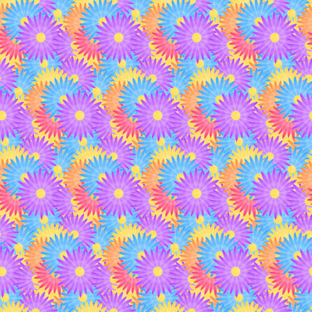 abstract seamless summer pattern: a lot of colorful flowers backgroundの写真素材