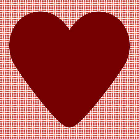square background with dark red valentine against pattern of red flowersの写真素材