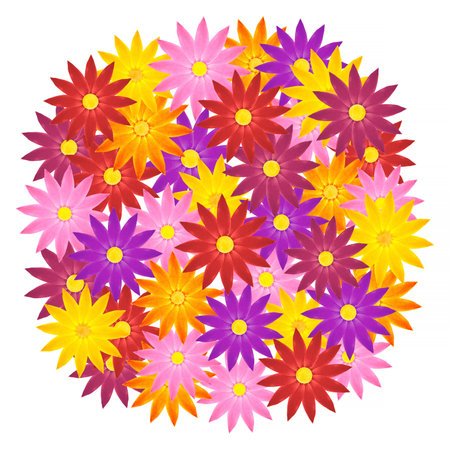 bright multicolor bouquet of flowers isolated on white backgroundの写真素材