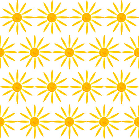 abstract seamless pattern: orange suns against white background