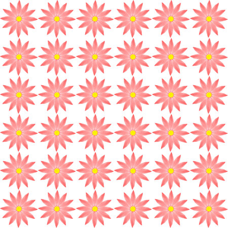 abstract seamless pattern: pink with yellow flowers against white backgroundの写真素材