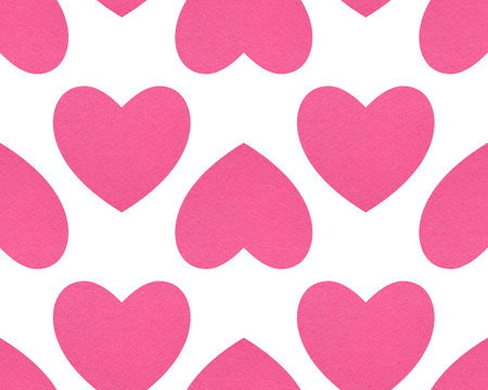 seamless pattern for Day of Valentine: pink cardboard valentines against white backgroundの写真素材