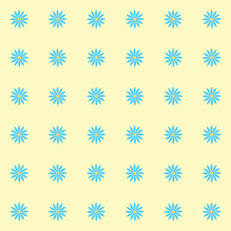 abstract seamless pattern: blue flowers against light yellow backgroundの写真素材