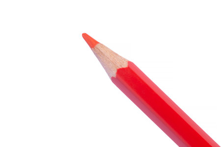 close up of red pencil isolated on white backgroundの写真素材