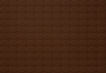 abstract background: close up of coffee color cardboard with embossed coffee beans patternの写真素材