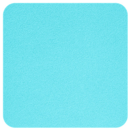 abstract background: close up of blank cyan flat sponge tile with rounded corners against whiteの写真素材