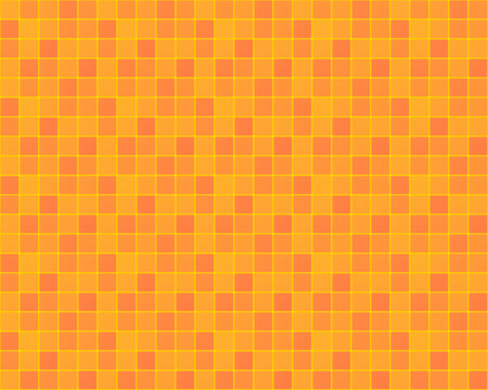seamless geometric pattern: orange rounded square tiles on yellow backgroundの写真素材