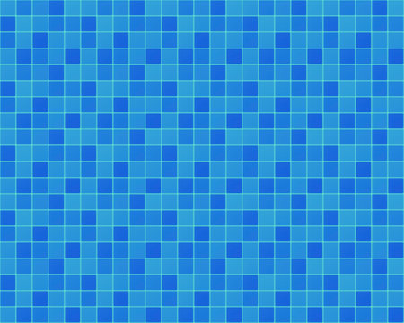 seamless geometric pattern: light blue and dark blue rounded tiles on aqua backgroundの写真素材