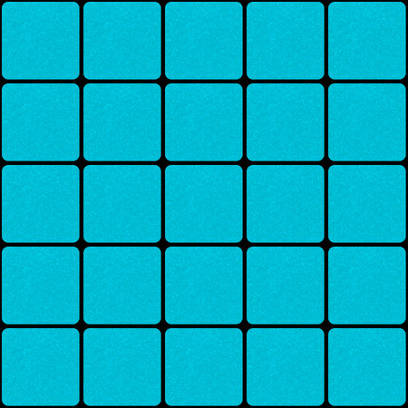 abstract seamless pattern: turquoise color shiny rounded square tiles on black backgroundの写真素材