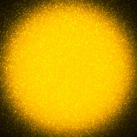abstract square holiday card backdrop: bright golden color glitter texture with shadowed borderの写真素材