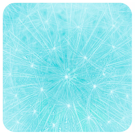 abstract design element: turquoise rounded square tile with close up of dandelion flowerの写真素材