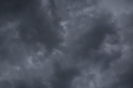 abstract natural background: close up of dark thunderstorm cloudsの写真素材