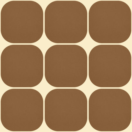 abstract seamless pattern: coffee color rounded tiles made of cardboard against light beige backgroundの写真素材