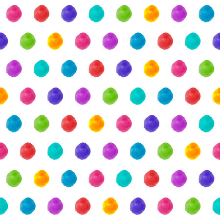 abstract holiday gift wrapping seamless pattern: bright watercolor paint stains against white backgroundの写真素材
