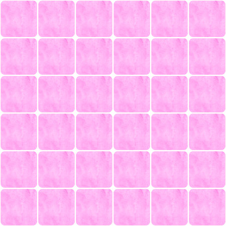 abstract seamless mosaic pattern: pink color rounded square tiles made of stained canvas against white backgroundの写真素材