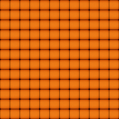 abstract seamless pattern: pumpkin color rounded square tiles made of craft cardboard against black...