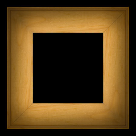 illuminated square brown wooden frame isolated on black background
