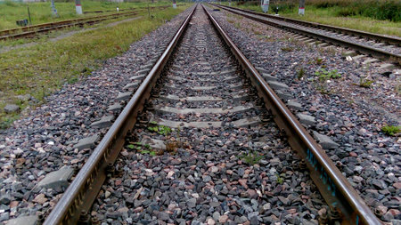The photo shows the existing railway in Russiaの写真素材