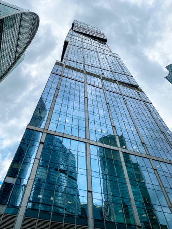 Moscow, Russia, 09.11.2020 View of skyscrapers in the center of Moscow. Moscow-City center.のeditorial素材