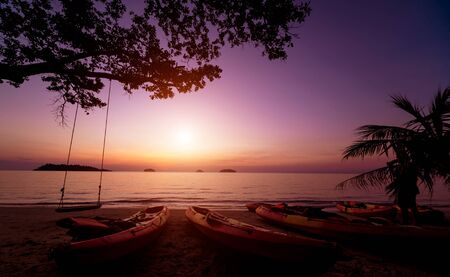 Beautiful sunset at the beach in the tropics. Sky and ocean. Backgroundの写真素材