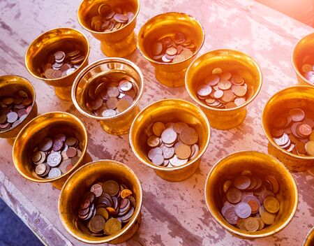 Symbols of Buddhism. South-Eastern Asia. Details of buddhist temple in Thailand.の写真素材