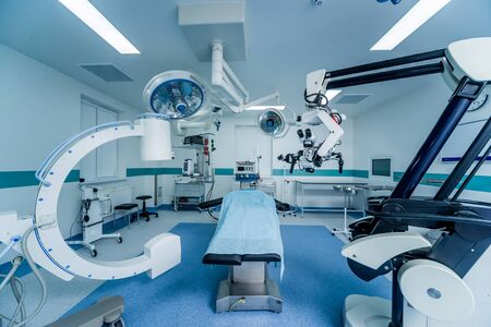 Modern equipment in operating room. Medical devices for neurosurgery. Backgroundの写真素材