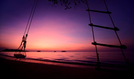 Beautiful sunset at the beach in the tropics. Sky and ocean. Backgroundの写真素材