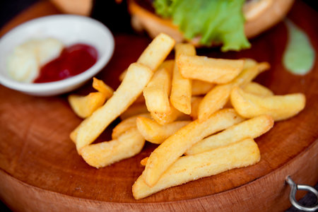 Appetizing potato with vegetables. Barbecue restaurant background.
