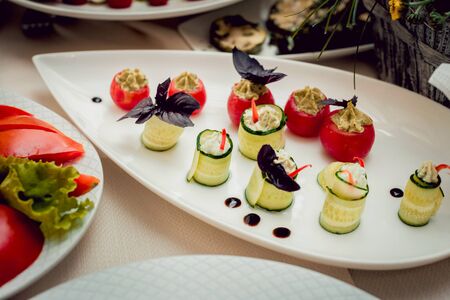 Served festive table. Public Holiday. food backgroundの写真素材