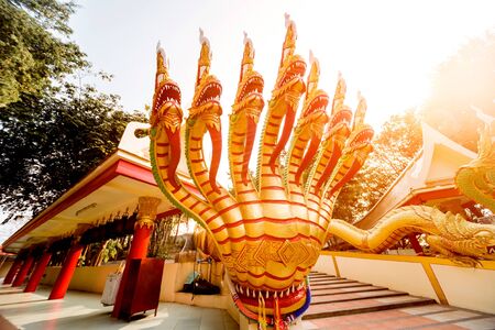 Symbols of Buddhism. South-Eastern Asia. Details of buddhist temple in Thailand.の写真素材