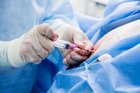 Platelet-Rich plasma preparation. Plasma in syringe. Centrifuge.
