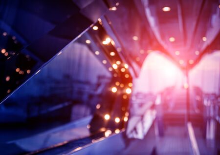 View of harbor with yachts details. Beautiful sunset sky in the marina bay.の写真素材