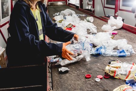 At modern recycling plant. Separate garbage collection.の写真素材