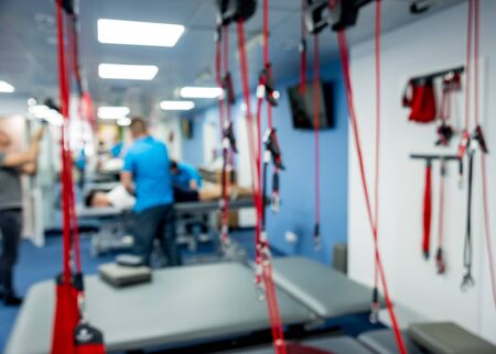 Physiotherapy. Suspension training therapy equipment. Suspension-based exercise training system.の写真素材