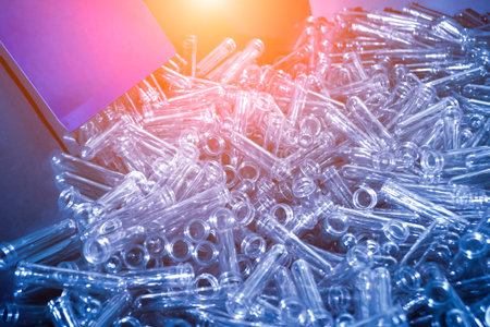 PET preforms for blowing of plastic bottles. High technology Plastic bottle manufacturing...