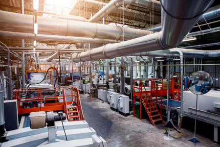 Production line of the wooden floor factory. CNC automatic woodworking machine. Industrial...