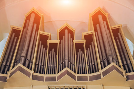 historic pipe organ at a church. Appearance.