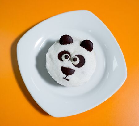 Cake on the yello tableの写真素材