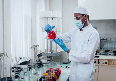 Science technician at work in the laboratory. Medical backgroundの写真素材