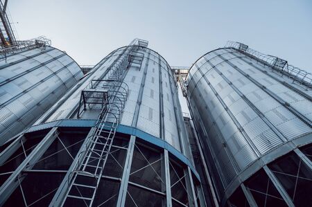 Modern silos for storing grain harvest. Agriculture. Backgroundの写真素材