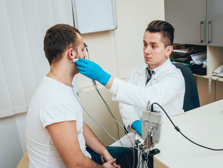 Reception at the doctor-neuropathologist. Medical examination in hospital